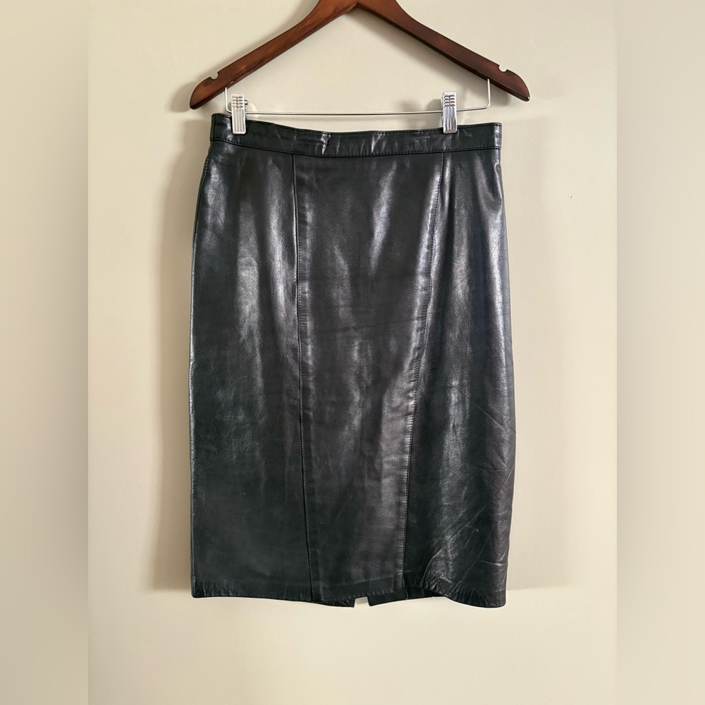 Vintage Danier Black Leather Pencil Skirt